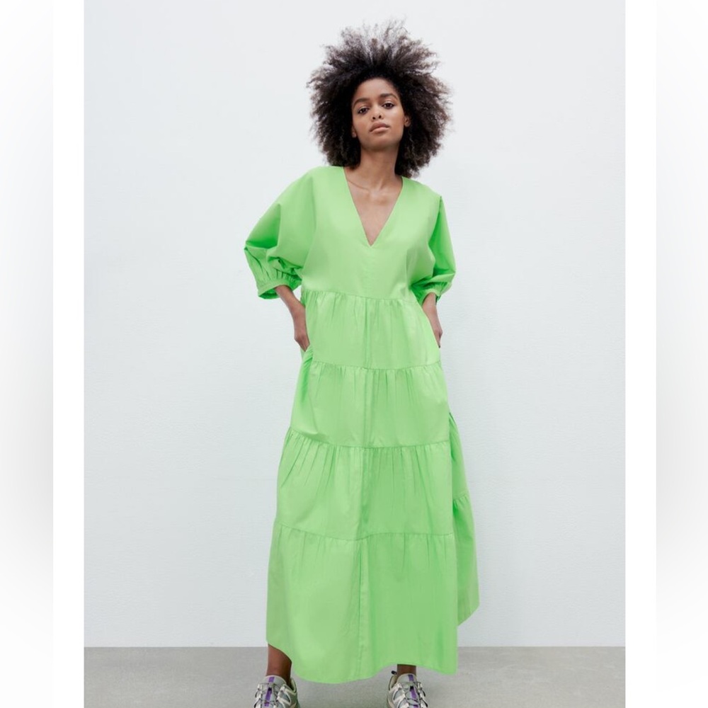 Zara Tiered Poplin Dress